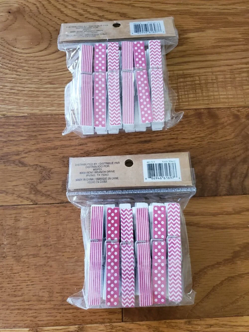 2 for $15 | 2 Packs of Recollections Pink & White Pattern Clothespins 12 per set